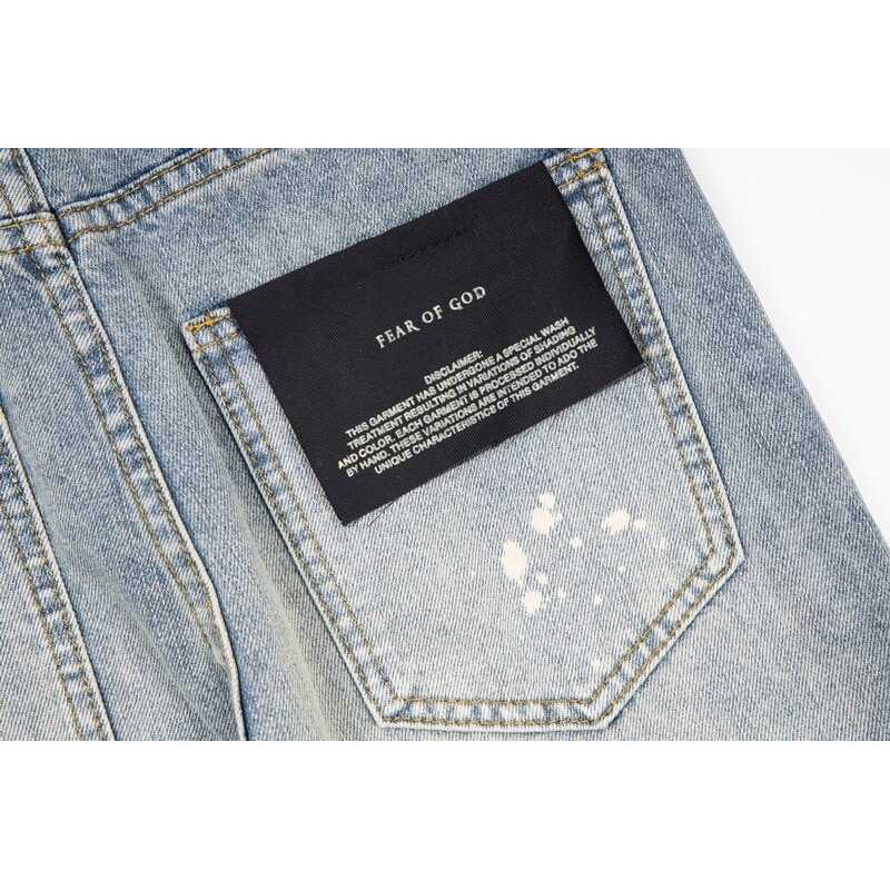 Fear Of God Paint Splatter Skinny Jeans Blue