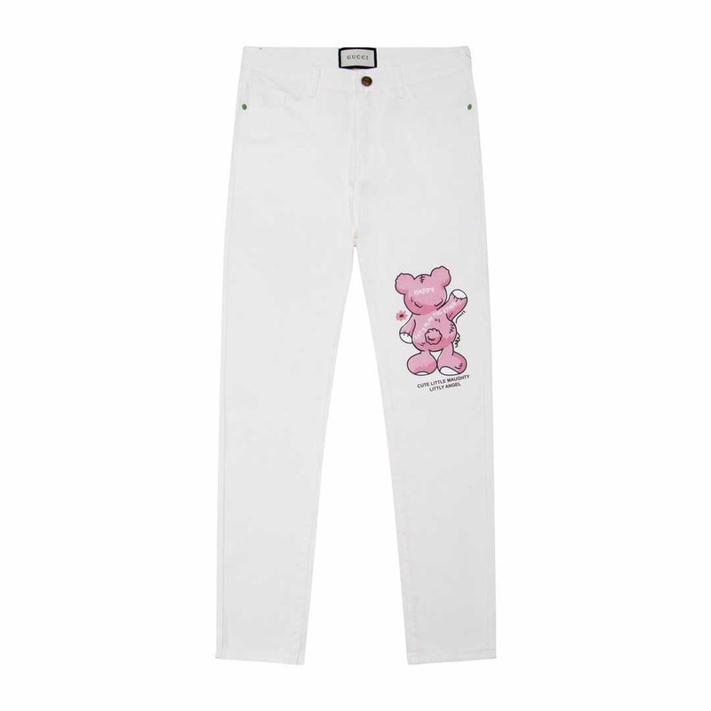 G*u*i pink bear print jeans