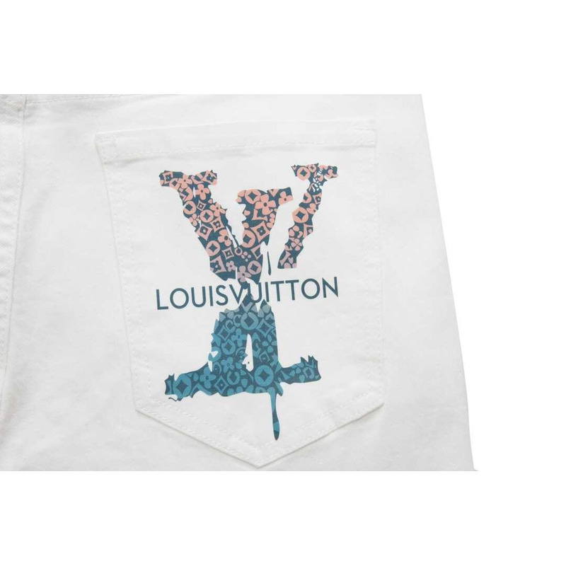 l**is V*t*n logo print jeans white