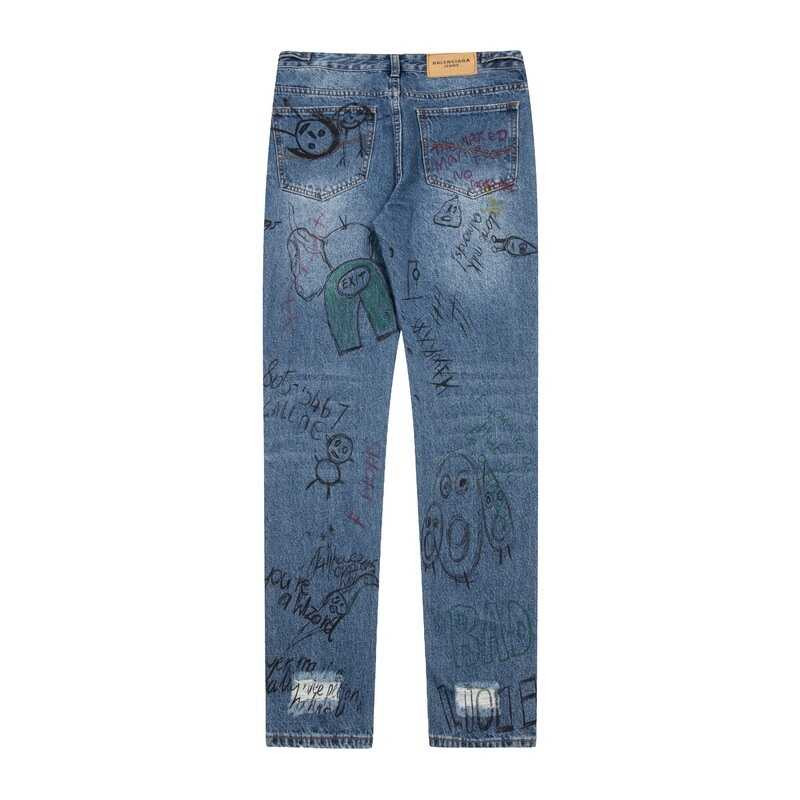 Ba*len*cia*ga scribble-print high-rise jeans