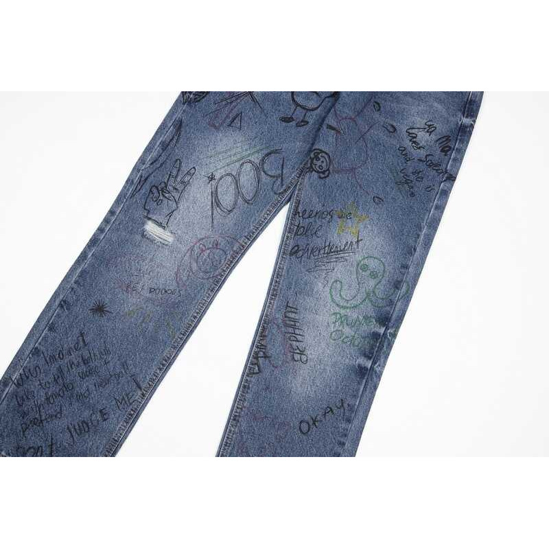 Ba*len*cia*ga scribble-print high-rise jeans