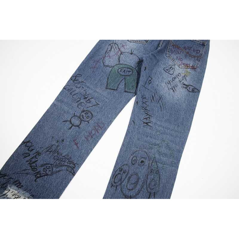 Ba*len*cia*ga scribble-print high-rise jeans