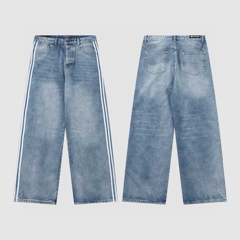 B**rry x ad*s side-stripe straight-leg jeans blue