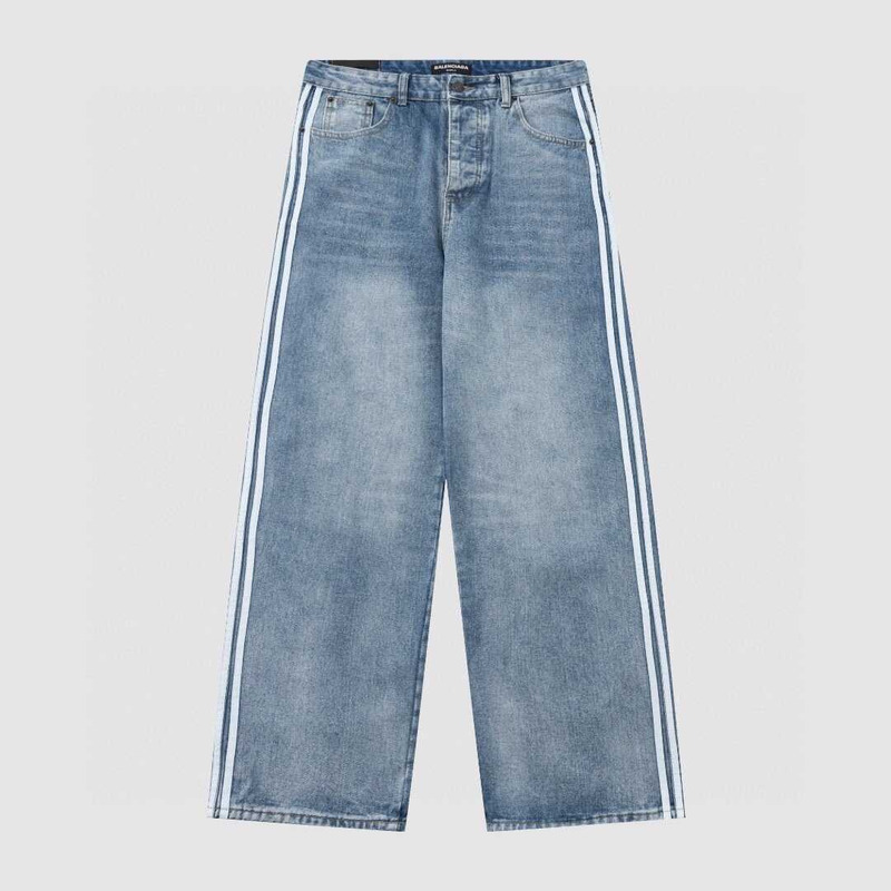 B**rry x ad*s side-stripe straight-leg jeans blue