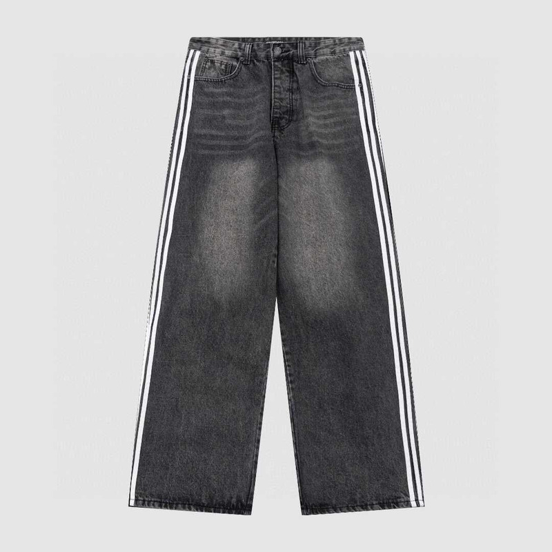 Ba*len*cia*ga x ad*s side-stripe straight-leg jeans black