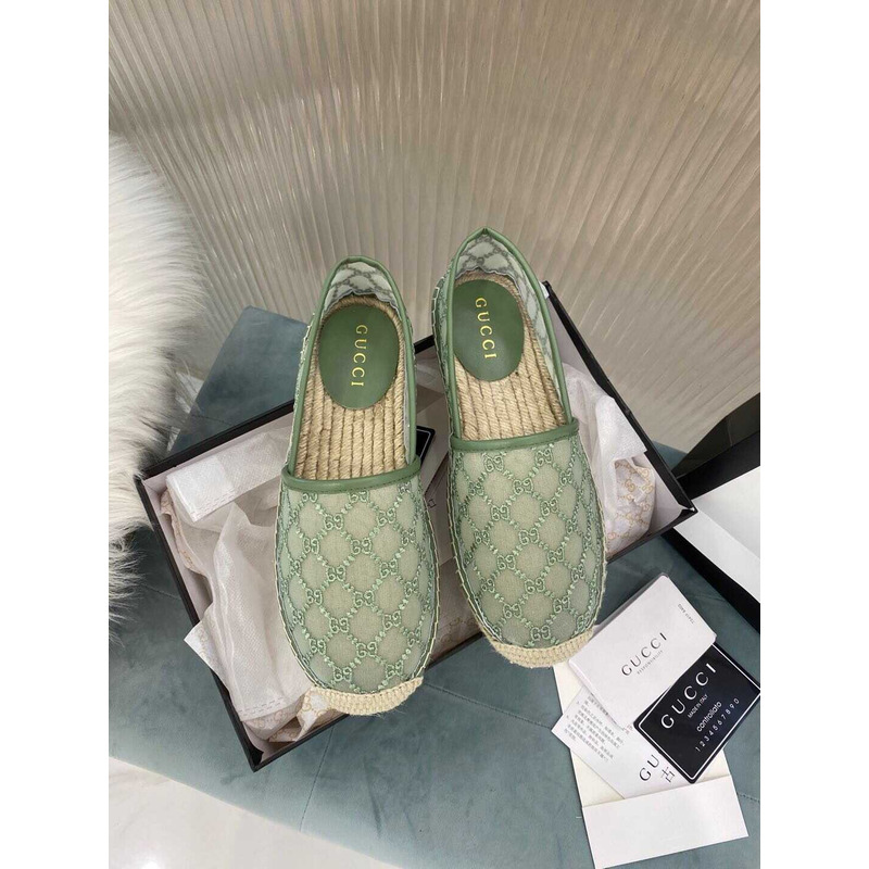 G*u*i gg canvas espadrilles flat shoes green women