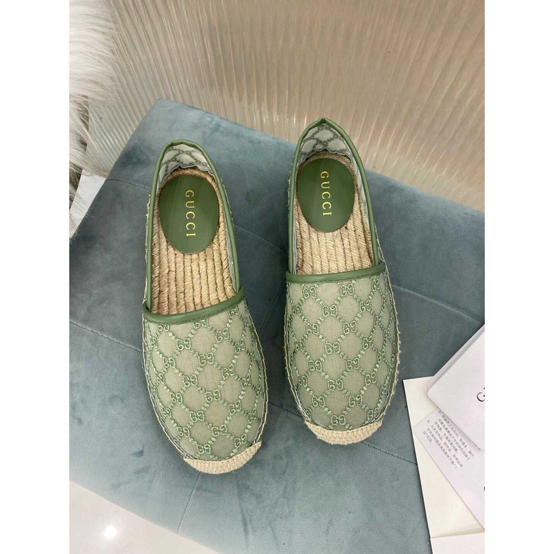 G*u*i gg canvas espadrilles flat shoes green women