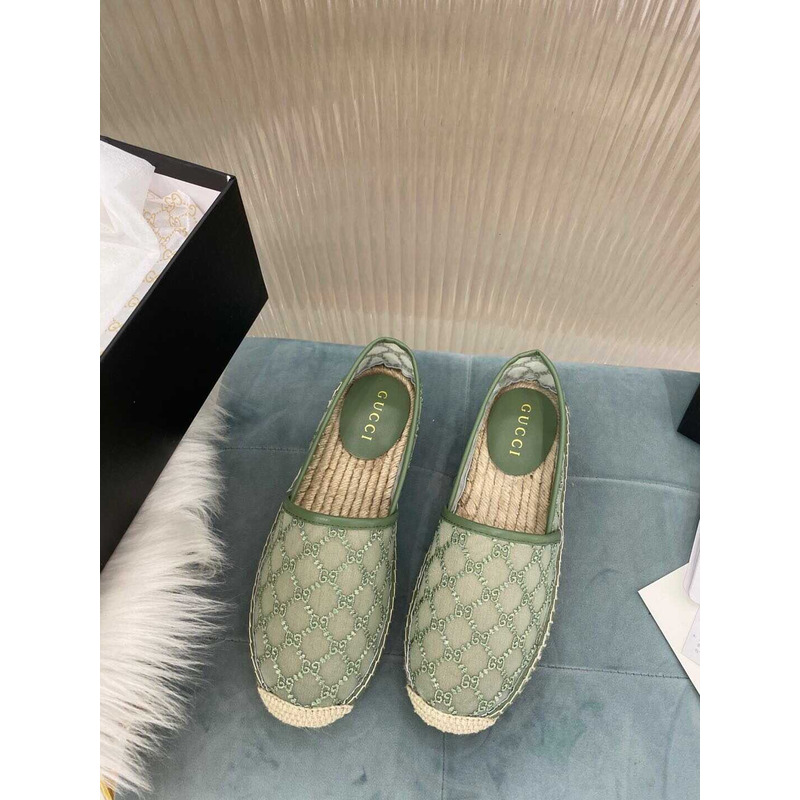 G*u*i gg canvas espadrilles flat shoes green women