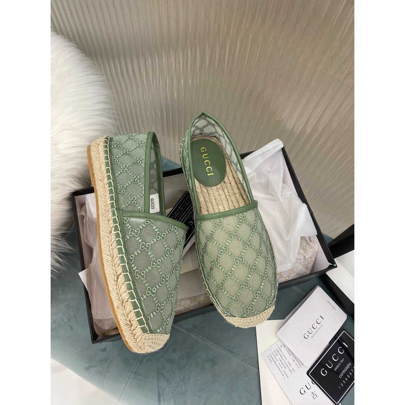 G*u*i gg canvas espadrilles flat shoes green women