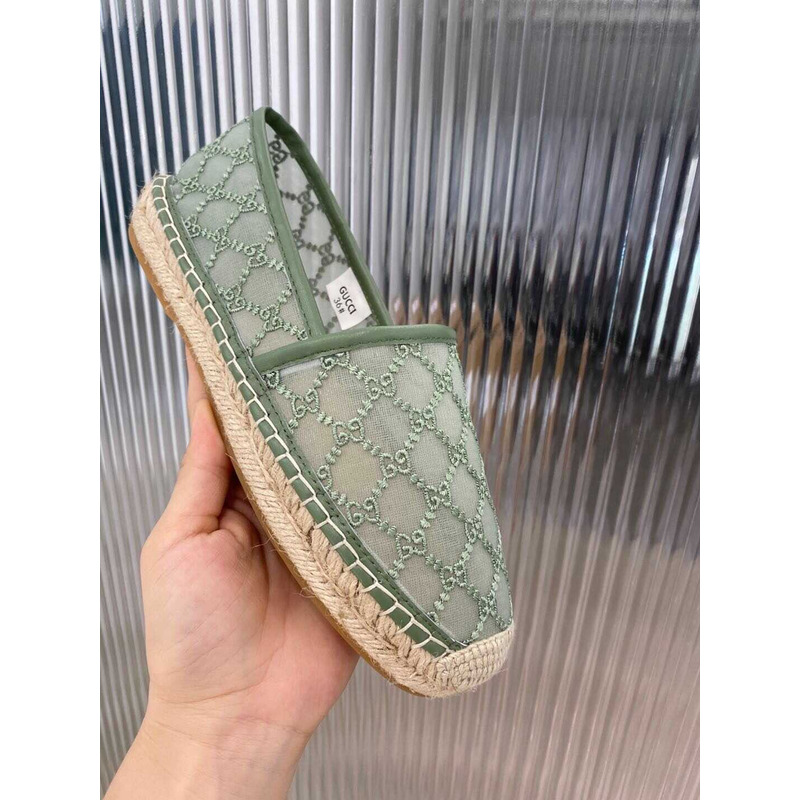 G*u*i gg canvas espadrilles flat shoes green women