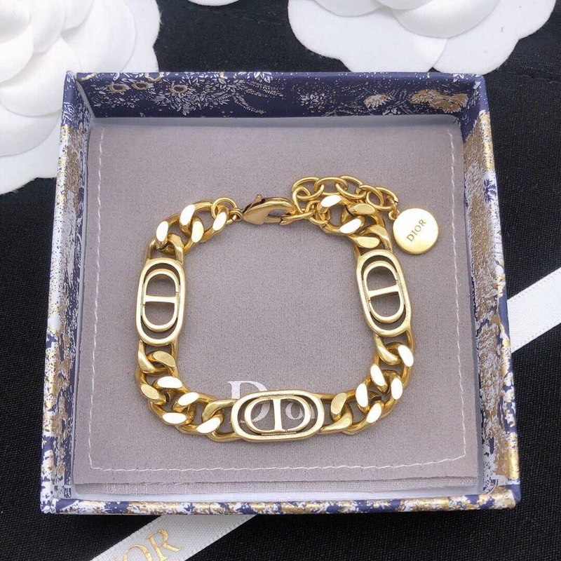 D*or cd logo chain bracelet gold