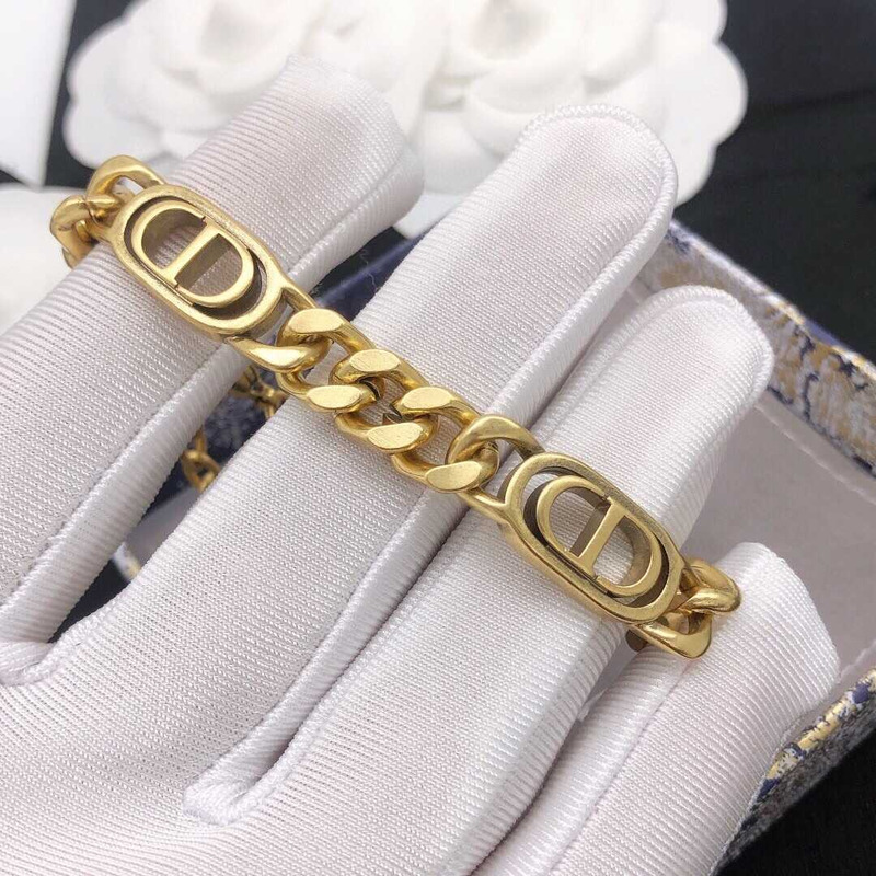 D*or cd logo chain bracelet gold