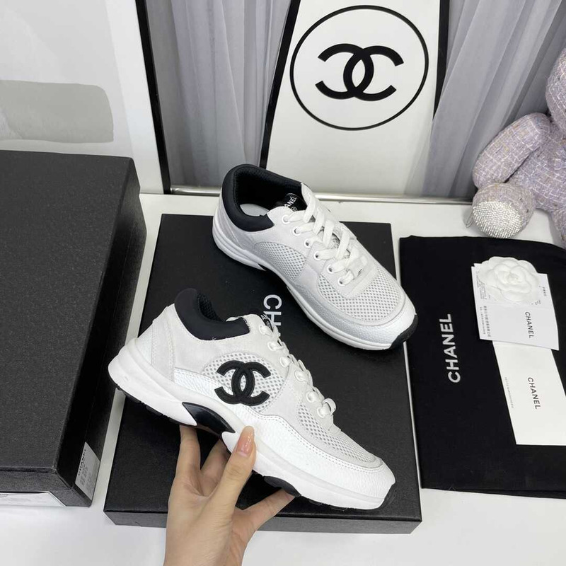 Ch*el cc sneaker black and white