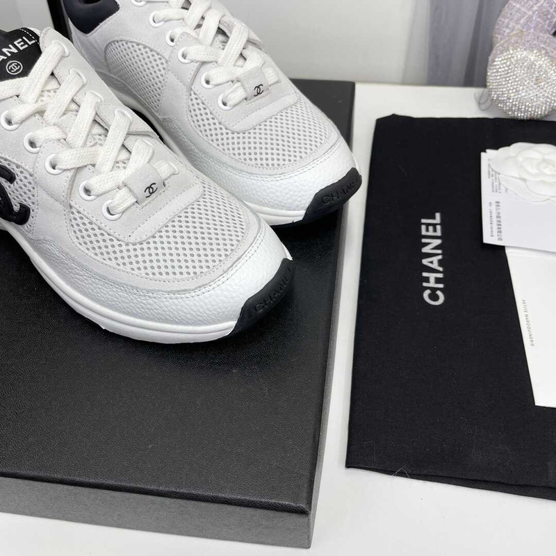 Ch*el cc sneaker black and white