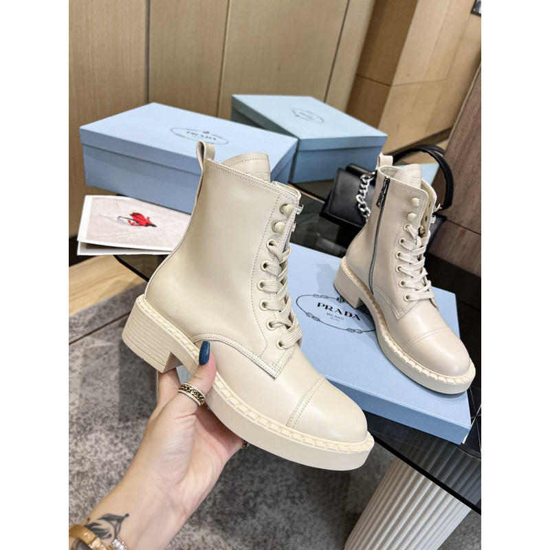 Pra*a lace-up ankle boots beige