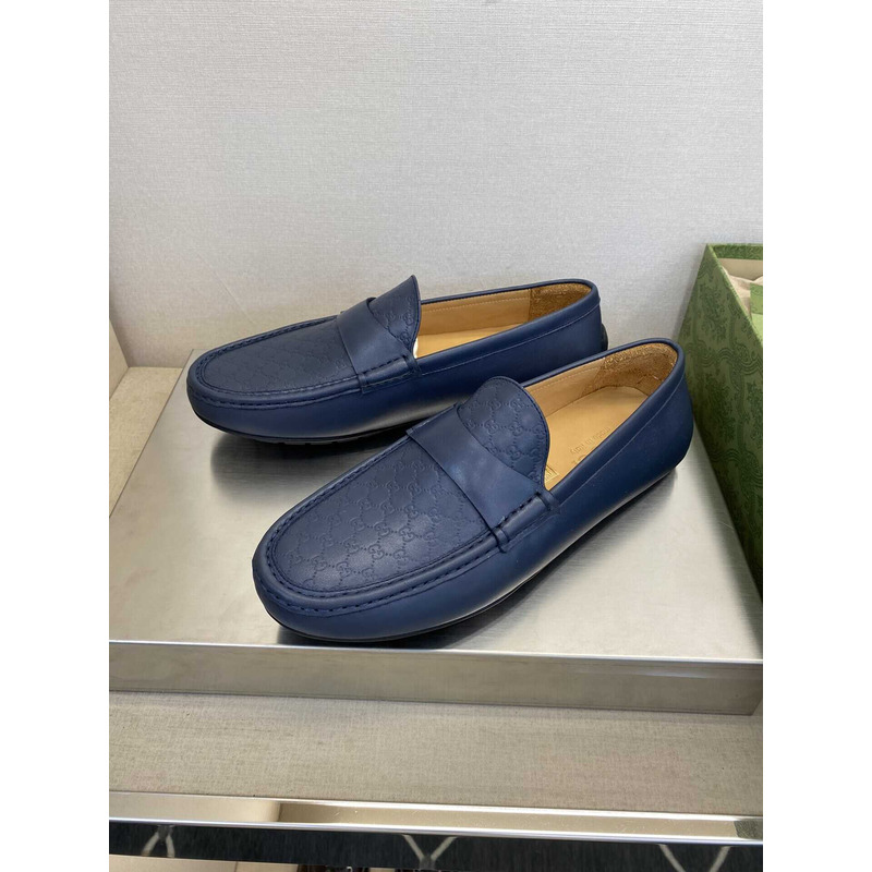 G*u*i gg leather loafer navy blue