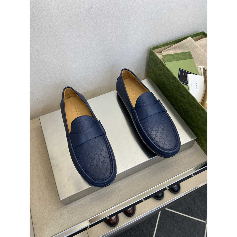 G*u*i gg leather loafer navy blue