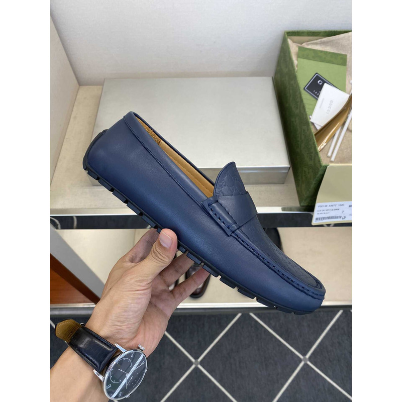 G*u*i gg leather loafer navy blue