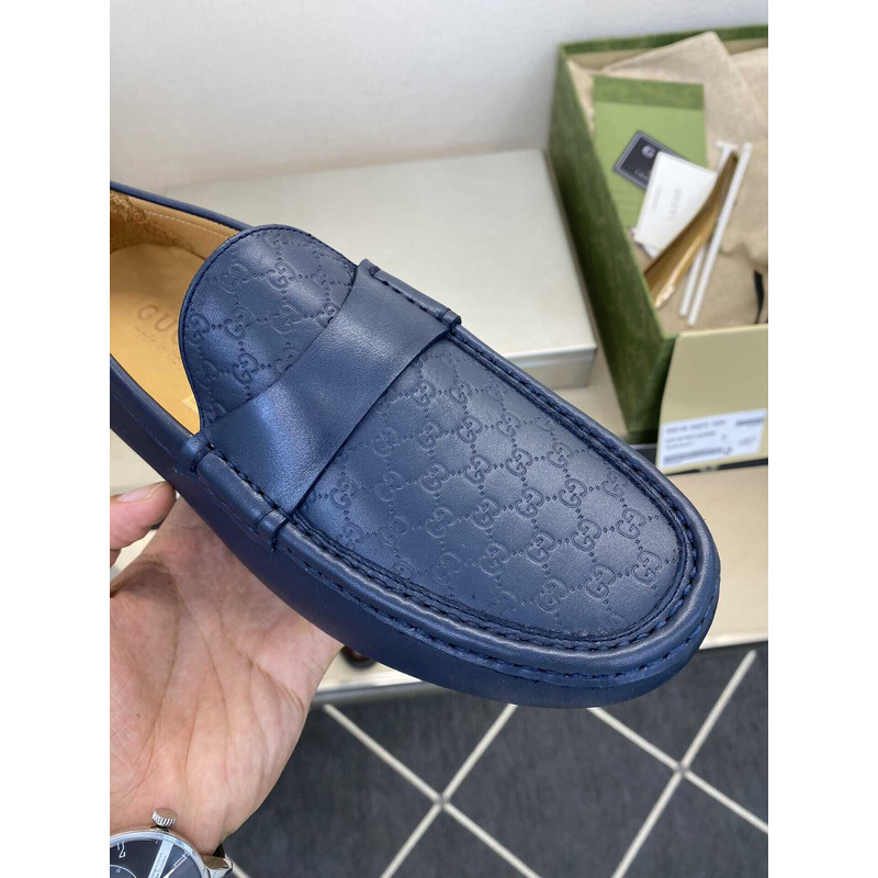 G*u*i gg leather loafer navy blue