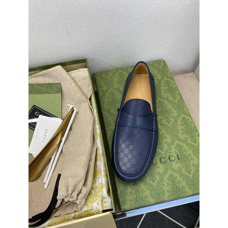 G*u*i gg leather loafer navy blue