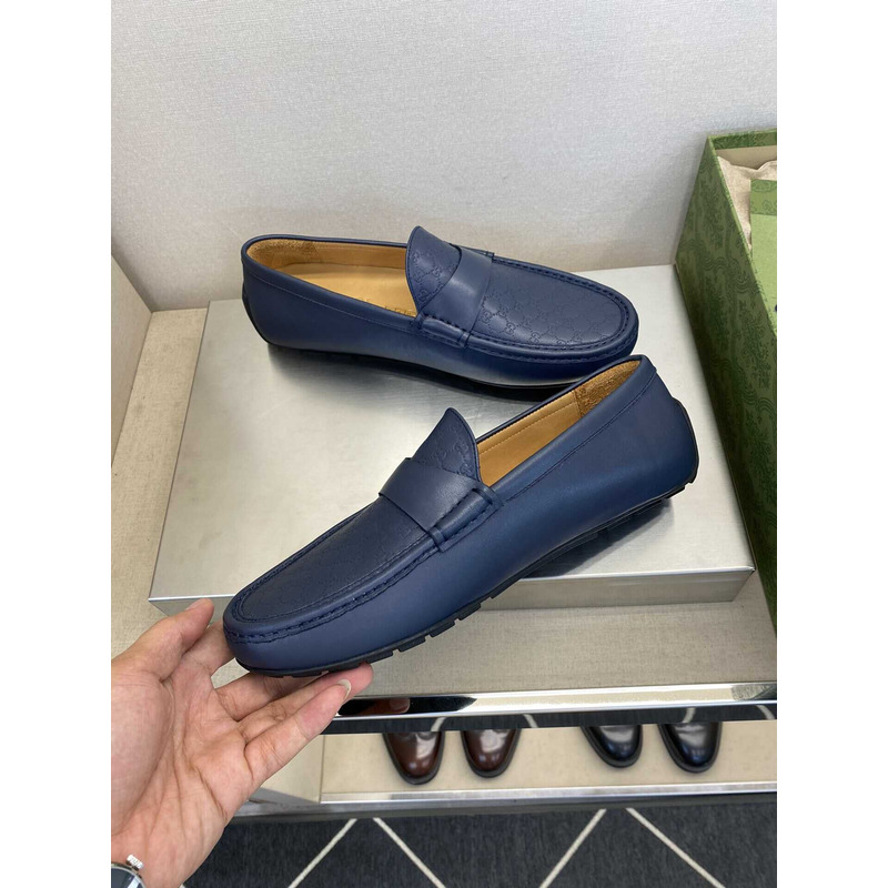 G*u*i gg leather loafer navy blue