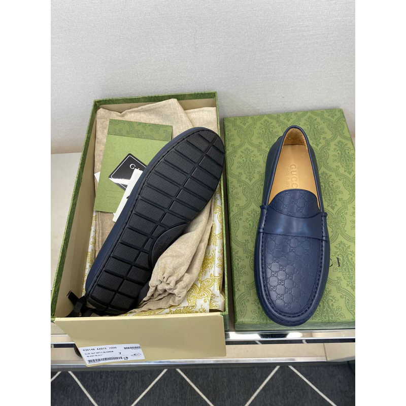 G*u*i gg leather loafer navy blue