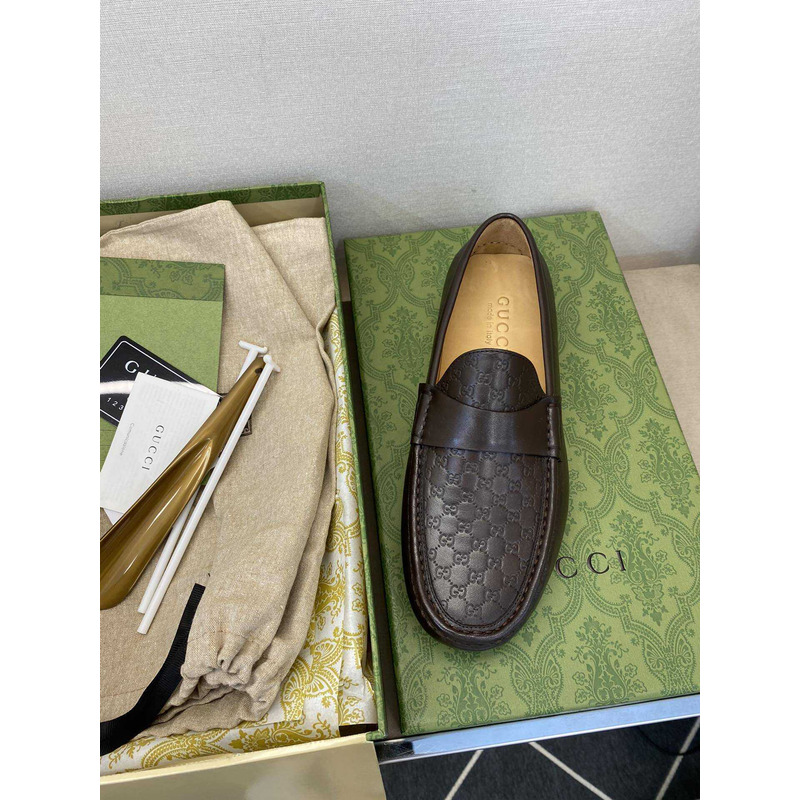 G*u*i gg leather loafer brown