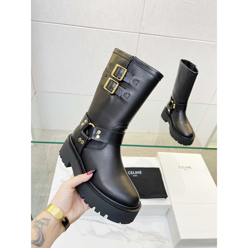 Ce**e biker boots calf leather black