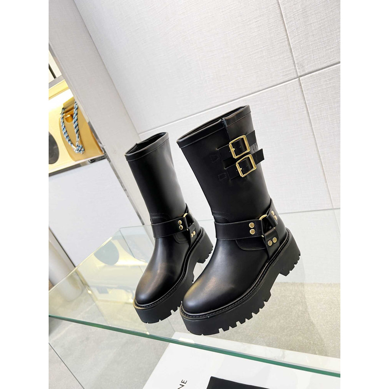 Ce**e biker boots calf leather black