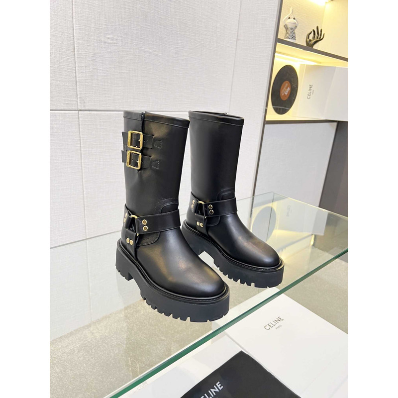 Ce**e biker boots calf leather black