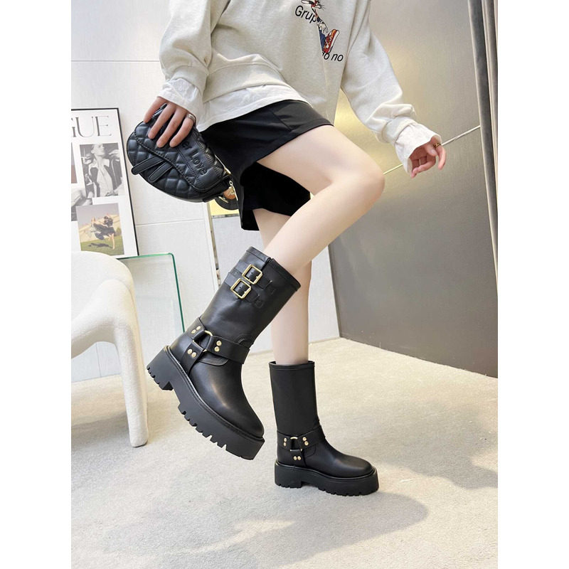 Ce**e biker boots calf leather black