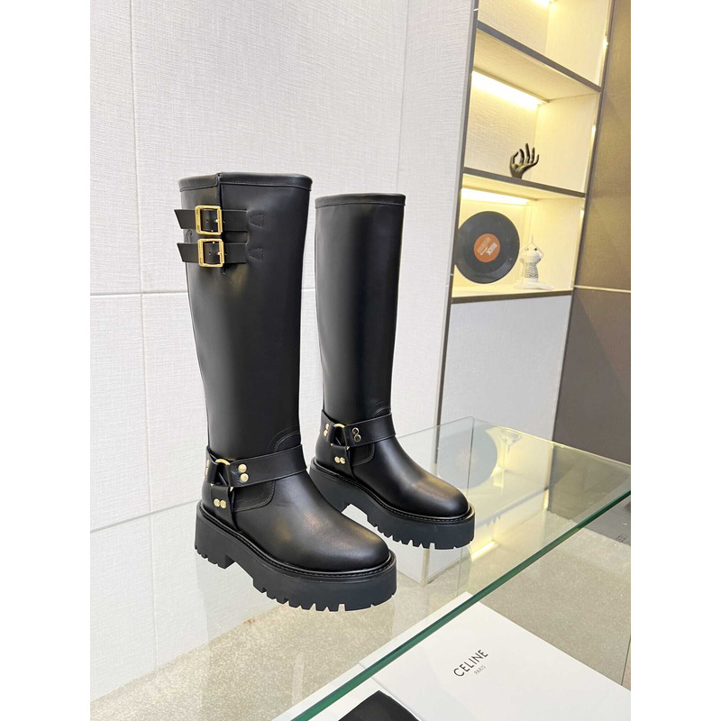 Ce**e biker boots calf leather black