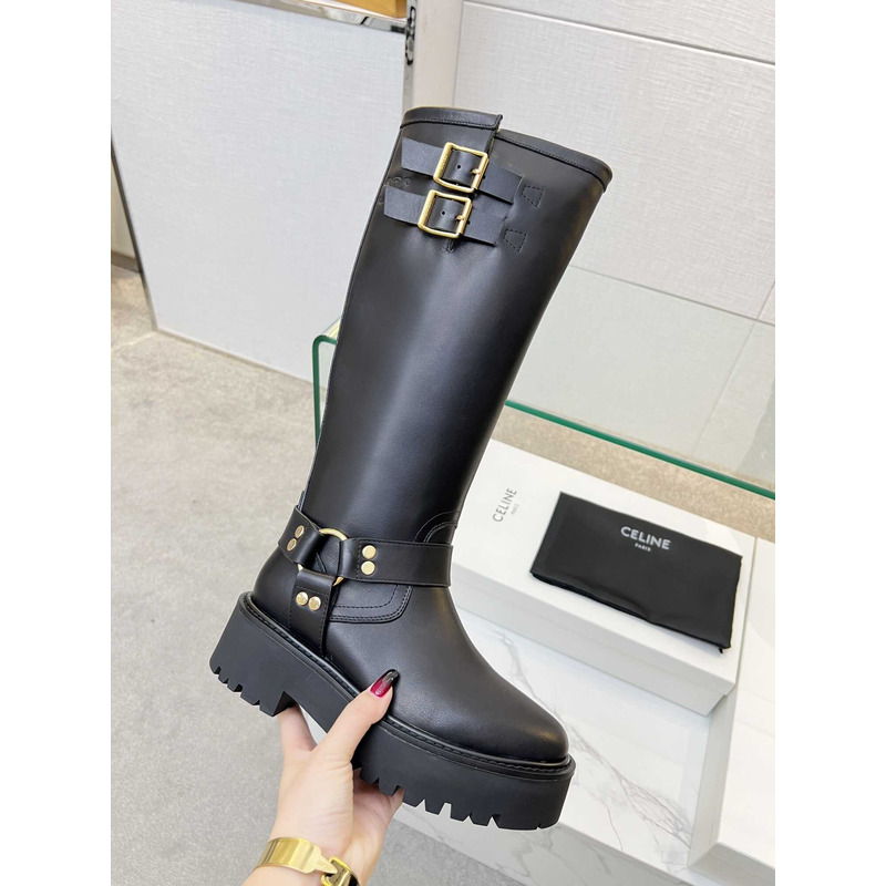 Ce**e biker boots calf leather black