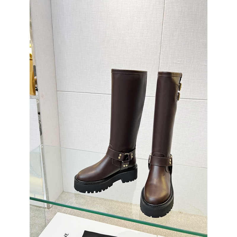 Ce**e biker boots calf leather coffee