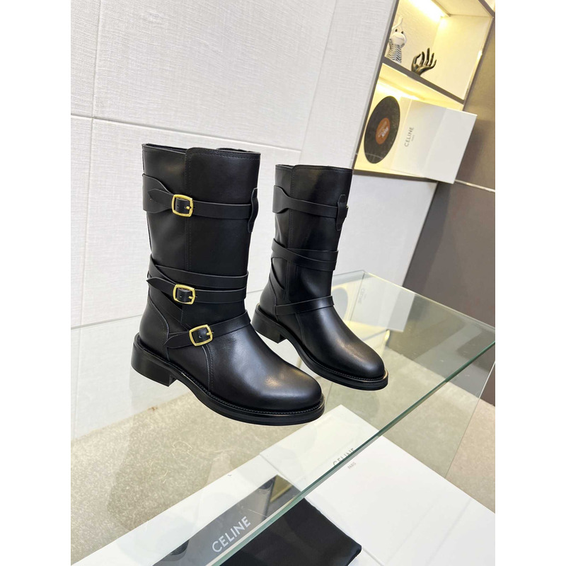 Ce**e biker boots calf leather black