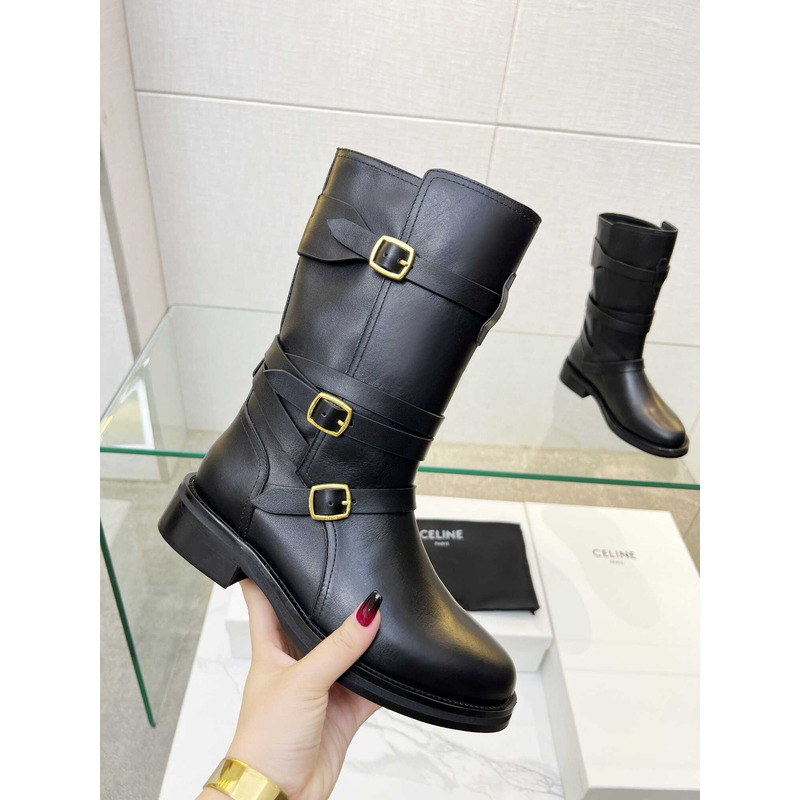 Ce**e biker boots calf leather black