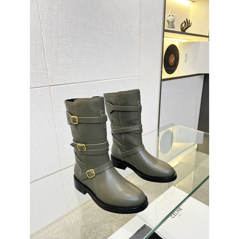 Ce**e biker boots calf leather green