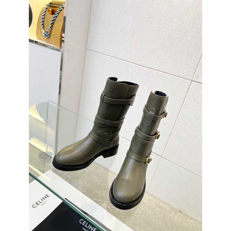 Ce**e biker boots calf leather green