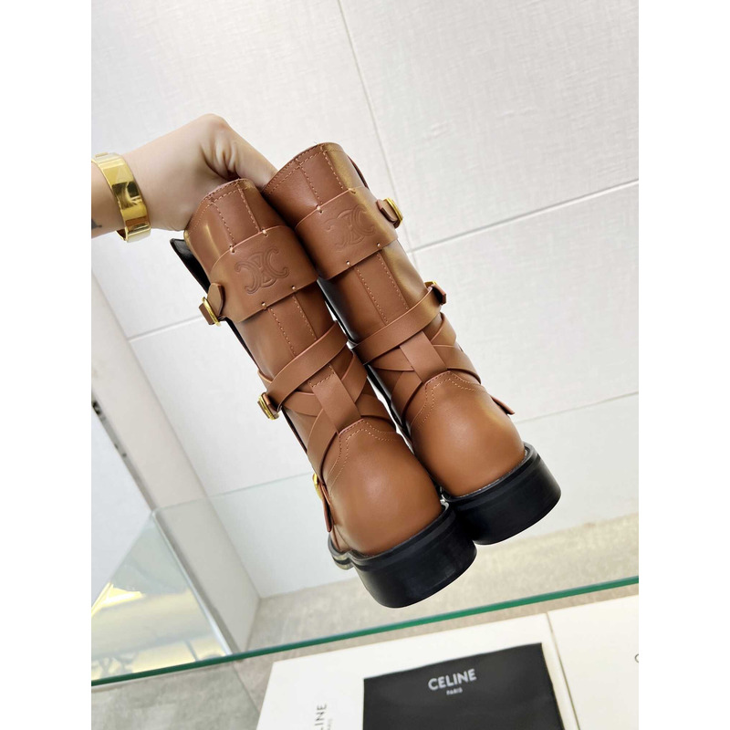 Ce**e biker boots calf leather brown