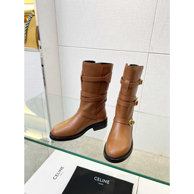 Ce**e biker boots calf leather brown