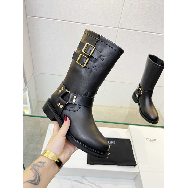 Ce**e biker boots calf leather black