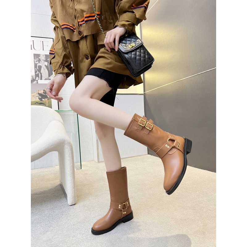 Ce**e biker boots calf leather brown