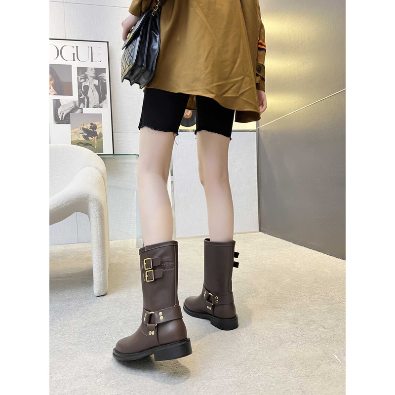 Ce**e biker boots calf leather tan