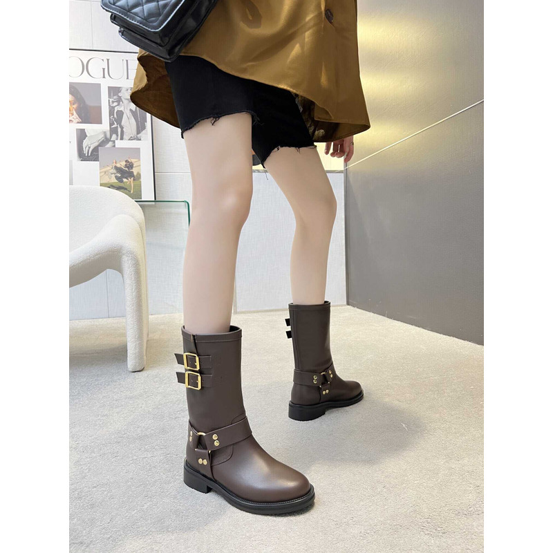 Ce**e biker boots calf leather tan