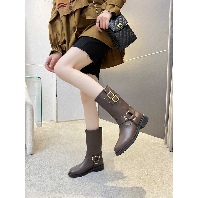 Ce**e biker boots calf leather tan