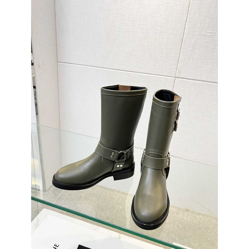 Ce**e biker boots calf leather green