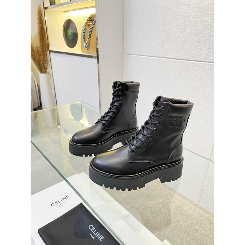 Ce**e lace-up boot with triomphe bulky calfskin black