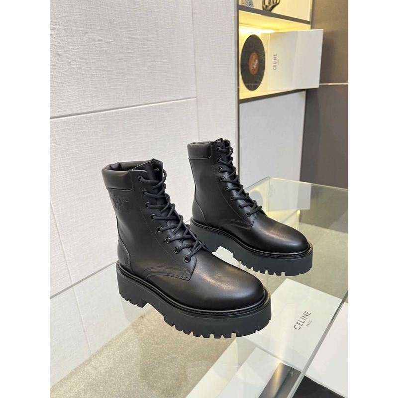 Ce**e lace-up boot with triomphe bulky calfskin black