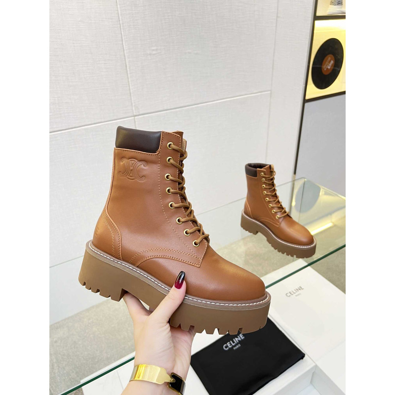 Ce**e lace-up boot with triomphe bulky calfskin brown