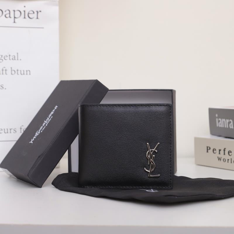 Saint Laurent Tiny Cassandre East/West Wallet In Matte Leather Black